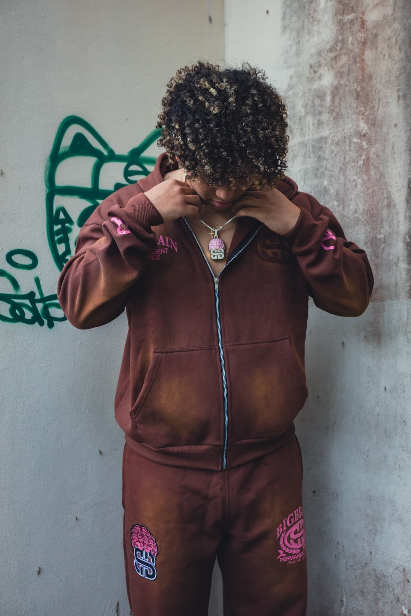 Hooded portrait in low light