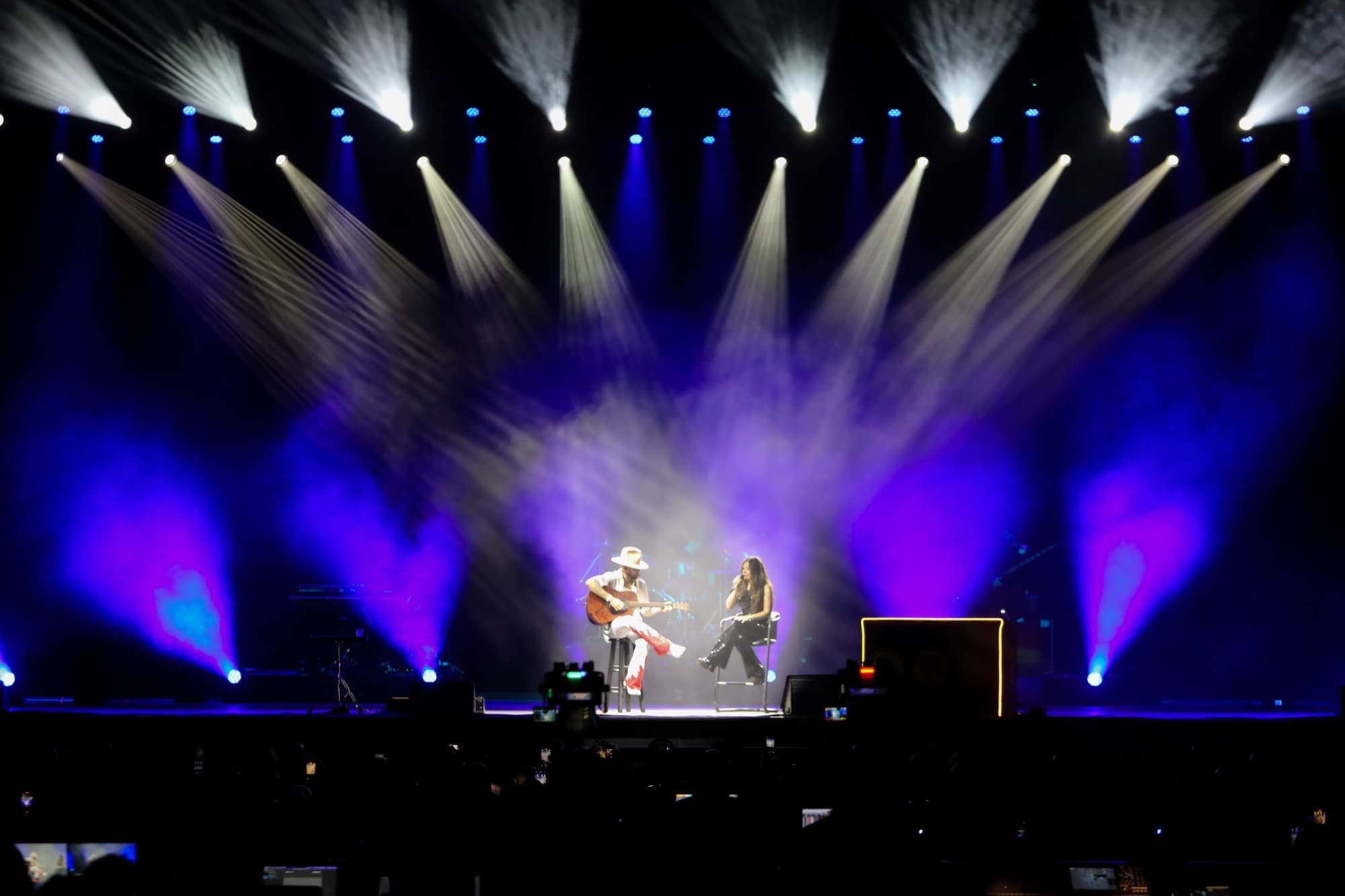 The full stage seen over the crowd