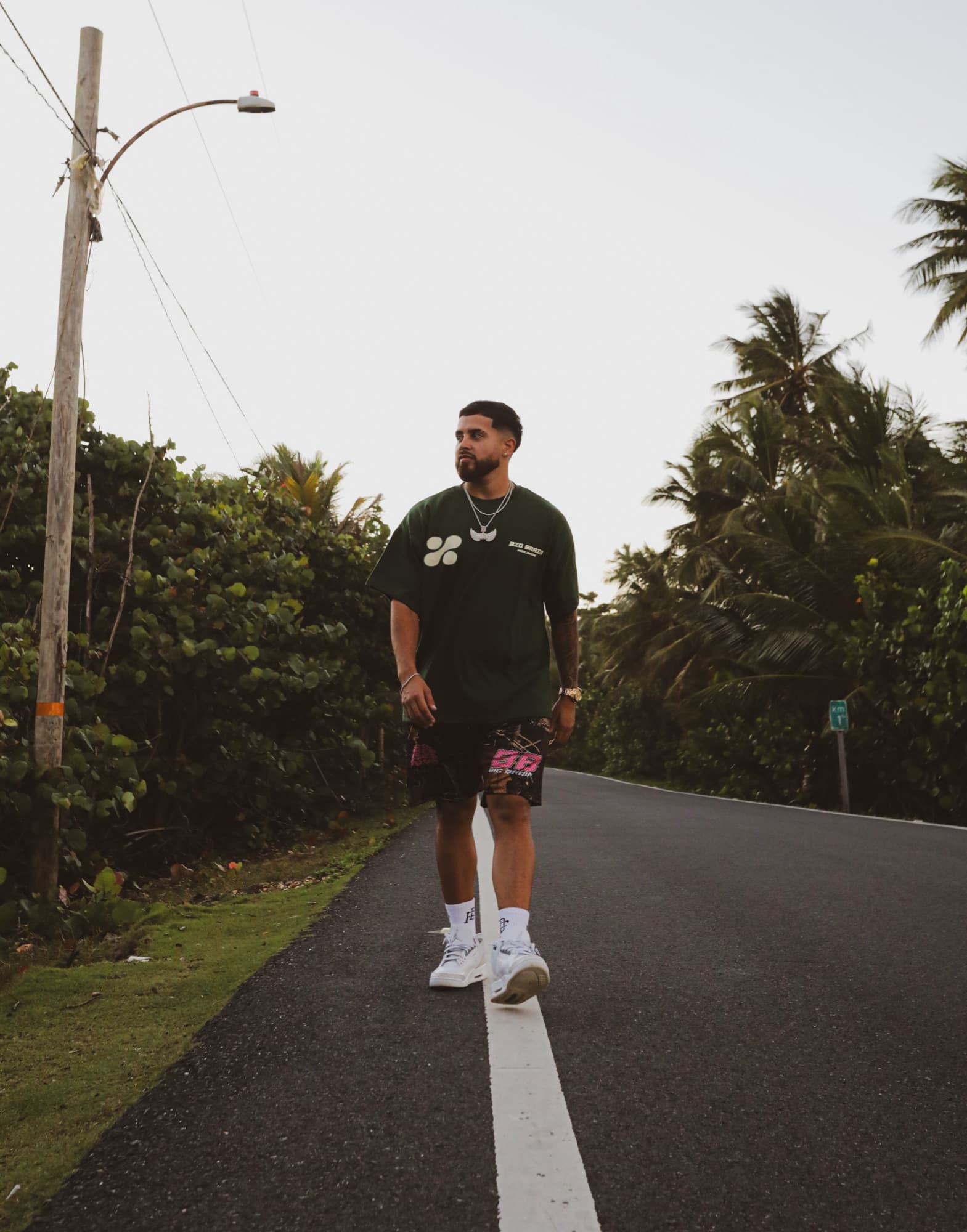 Standing in the middle of an empty road