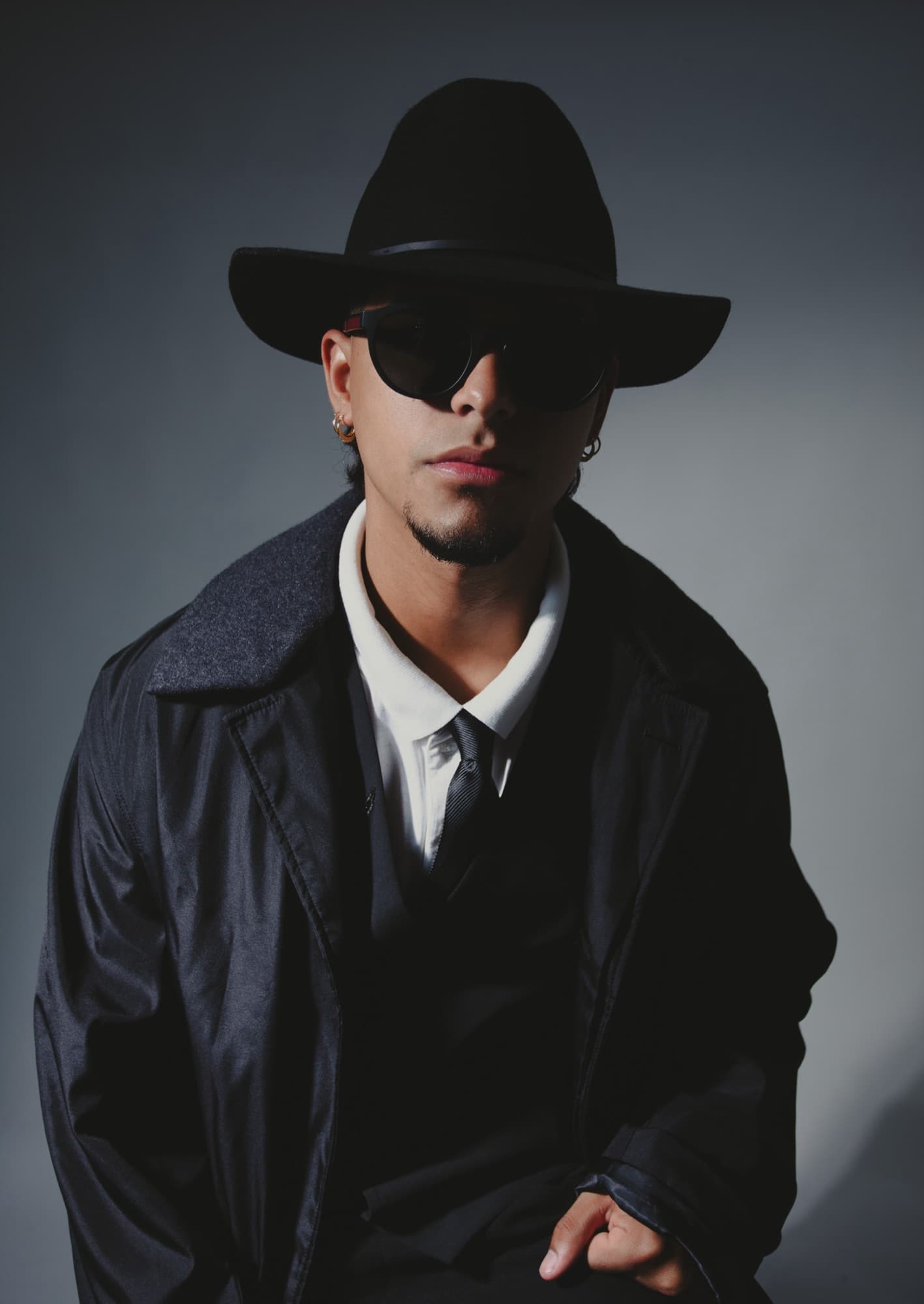 Straight-on studio portrait